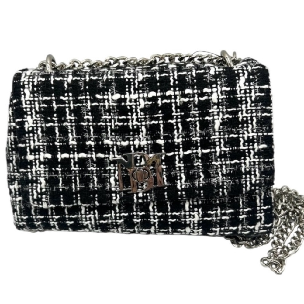 Badgley Mischka NWT Black and White Tweed Crossbody Bag